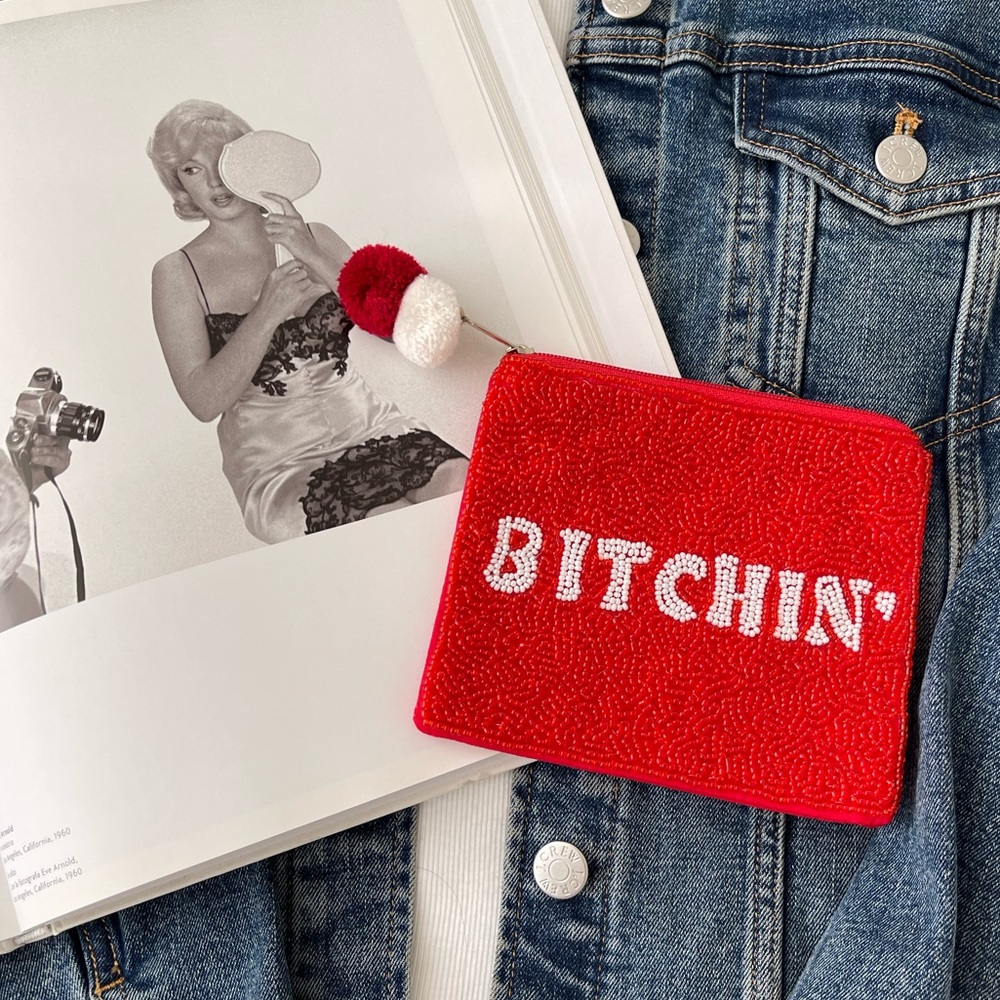 Bitchin Coin Pouch Seed Bead Coin Pouch Beaded Coin Bag Red Beaded Coin Purse